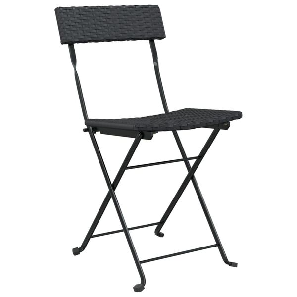 vidaXL Set mobilier bistro pliabil, 3 piese, negru, poliratan