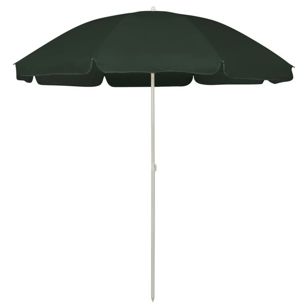 vidaXL Umbrelă de soare de plajă, verde, 240 cm