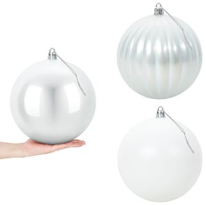 vidaXL Set de globuri de Crăciun XXL 3 buc. Alb Diam. 25 cm Plastic