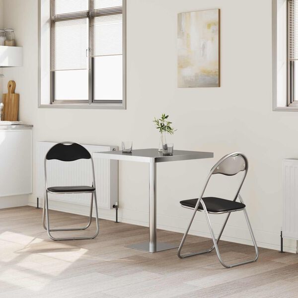 vidaXL Scaun pliant 2 pcs Negru și Gri 48 x 43,5 x 81 cm