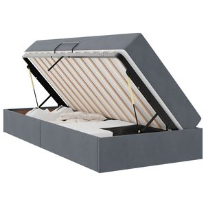 vidaXL Pat cu saltea și spațiu de depozitare Gri &icirc;nchis 90 x 190 cm