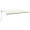 vidaXL Copertină automată cu senzor v&acirc;nt & LED, crem, 600x350 cm