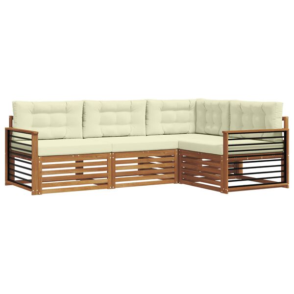 vidaXL Set de canapele de exterior cu pernă 4 pcs Natural și Crem