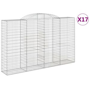 vidaXL Coșuri gabion arcuite 17 buc, 300x50x180/200 cm fier galvanizat
