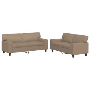 vidaXL Set de canapele, 2 piese, cappuccino, piele ecologică