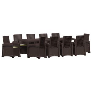vidaXL Set de masă pentru grădină 11 buc. Maro și Crem PP