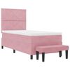 vidaXL Pat cu arcuri cu saltea cu headboard Roz 100 x 200 cm Catifea