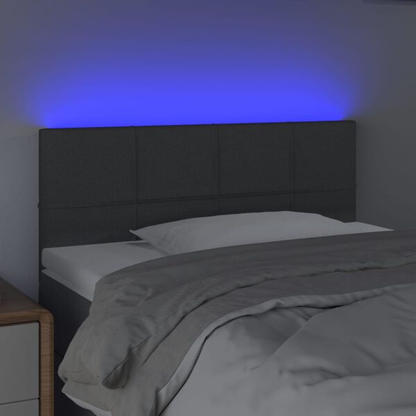 vidaXL Tăblie de pat cu LED, gri &icirc;nchis, 80x5x78/88 cm, textil