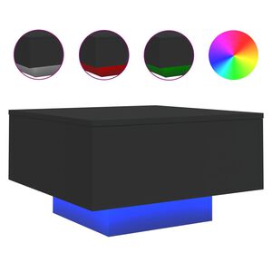 vidaXL Măsuță de cafea cu lumini LED, negru, 55x55x31 cm