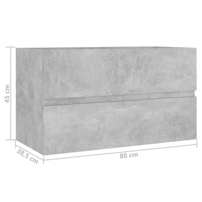 vidaXL Dulap de chiuvetă, gri beton, 80x38,5x45 cm, PAL