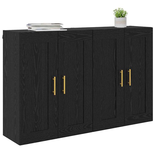 vidaXL Cabinet suspendat 2 pcs Stejar Negru 69,5 x 34 x 90 cm