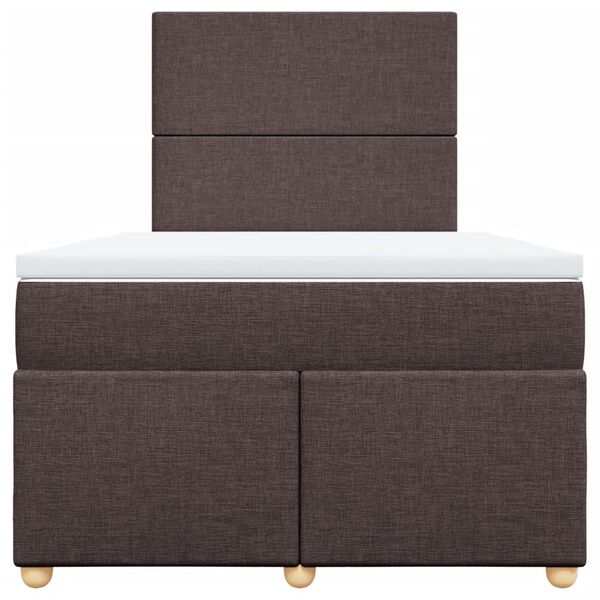 vidaXL Pat box spring cu saltea, maro închis, 120x190 cm, textil