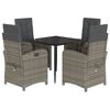 vidaXL Set mobilier de grădină cu perne, 5 piese, gri, poliratan