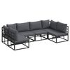 vidaXL Set de canapele pentru grădină 6 buc. Negru Aluminiu