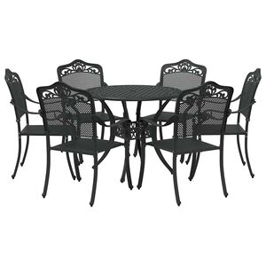vidaXL Set de masă pentru grădină 7 pcs Negru Aluminiu