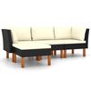 vidaXL Set mobilier de grădină cu perne, 4 piese, negru, poliratan