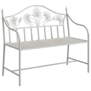 vidaXL Bancă de grădină Alb Antic 104 x 52,5 x 89 cm Oțel