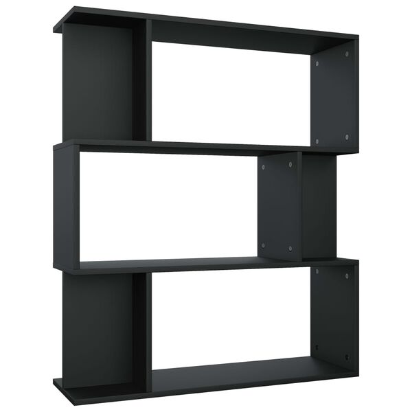 vidaXL Bibliotecă/Separator cameră, negru, 80x24x96 cm, lemn prelucrat