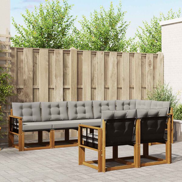 vidaXL Set de canapele de exterior 8 pcs Gri natural și deschis