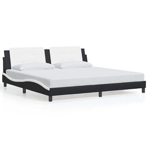 vidaXL Cadru de pat fără saltea Zadar negru și alb 200x200cm piele artificială