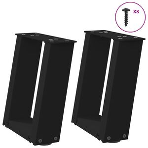 vidaXL Picioare pentru măsuță de cafea &icirc;n formă de U, 2 buc., negru, 30x(30-31) cm, oțel