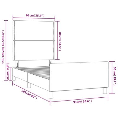 vidaXL Cadru de pat cu tăblie, gri deschis, 90x200 cm, catifea