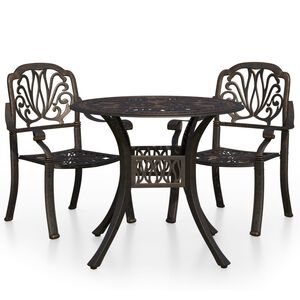 vidaXL Set mobilier bistro, 3 piese, bronz, aluminiu turnat