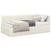 vidaXL Cadru de pat colțar cu saltea cu headboard 2 buc. Crem Catifea