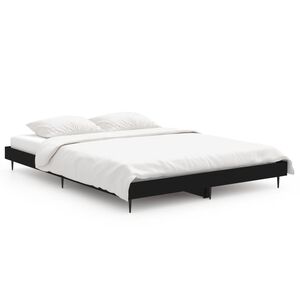 vidaXL Cadru de pat, negru ,135x190 cm, lemn prelucrat