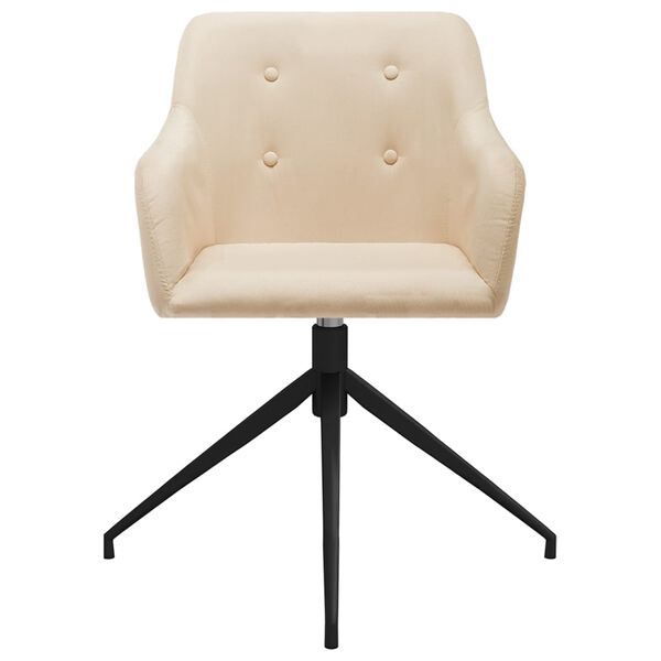 vidaXL Scaune de bucătărie pivotante, 2 buc., crem, material textil