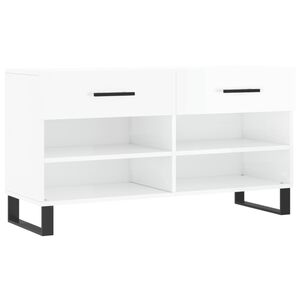 vidaXL Bancheta pantofar, alb extralucios, 102x35x55 cm, lemn compozit