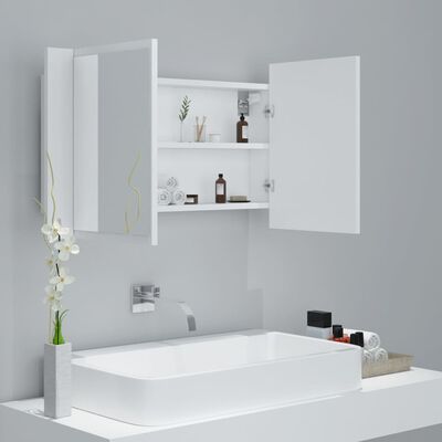 vidaXL Dulap de baie cu oglindă și LED, alb, 80x12x45 cm