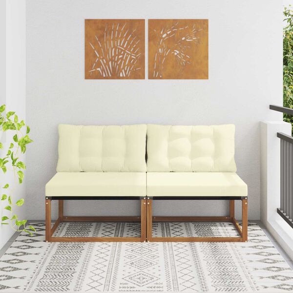 vidaXL 2 Bucată Canapea Medie pentru Exterior Lemn Solid de Acacia