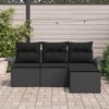 vidaXL Set de canapele pentru grădină cu pernă 4 pcs Negru Rattan poli