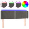 vidaXL Tăblie de pat cu LED, gri &icirc;nchis, 147x16x78/88 cm, catifea