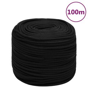 vidaXL Fr&acirc;nghie de lucru, negru, 10 mm, 100 m, poliester