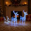 vidaXL Decorațiune de Crăciun reni și sanie 160 LED-uri 130 cm acril