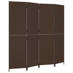 vidaXL Separator de cameră cu 4 panouri, maro, poliratan