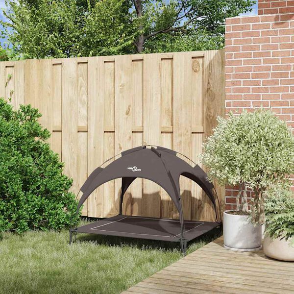 vidaXL Pat pentru c&acirc;ini Manual Maro 104 x 86 x 84,5 cm Oțel