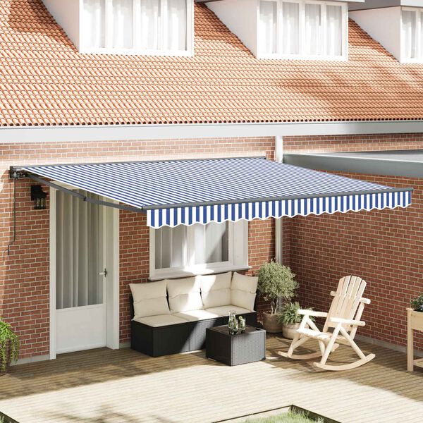 vidaXL Cortina Retractabilă Manual Albastru și Alb 400 &times; 300 cm