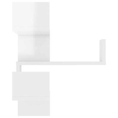 vidaXL Raft de perete pe colț, alb extralucios, 40x40x50 cm, PAL