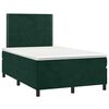vidaXL Pat box spring cu saltea, verde &icirc;nchis, 120x200 cm, catifea