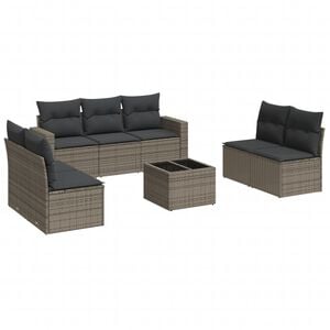 vidaXL Set canapele de grădină cu perne, 8 piese, gri, poliratan