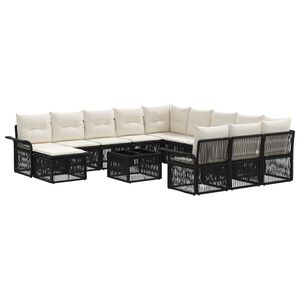 vidaXL Set de canapele pentru grădină 13 buc. Negru și Alb crem