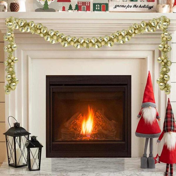 vidaXL Ghirlandă cu Bile de Crăciun Auriu 186 cm Polistiren