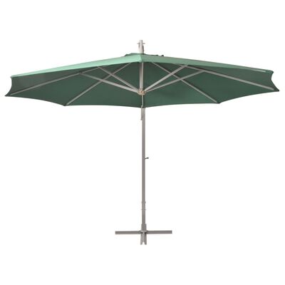 vidaXL Umbrelă de soare suspendată 350 cm, stâlp de aluminiu, verde
