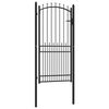 vidaXL Poartă de gard cu țepi cu blocare Negru 100 x 200 cm