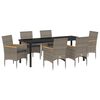 vidaXL Set de masă pentru grădină cu pernă 7 pcs Gri poliratan