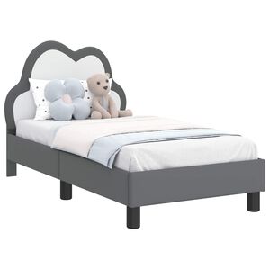 vidaXL Cadru de pat pentru copii cu spătar Gri deschis 70 x 140 cm PU