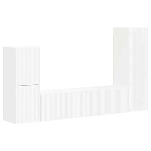 vidaXL Set comodă TV Pe perete 4 pcs Alb Lemn compozit